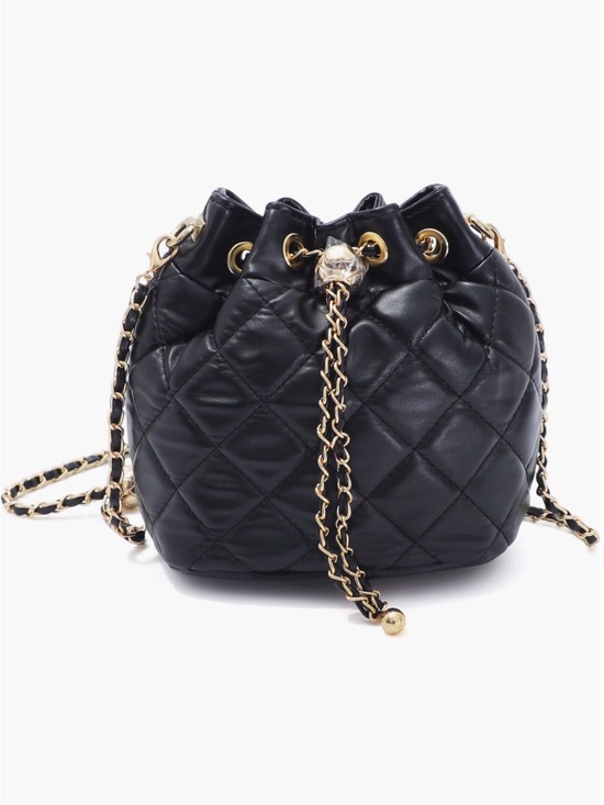 adornia Handbags - Adornia Quilted Drawstring Crossbody Bucket Bag